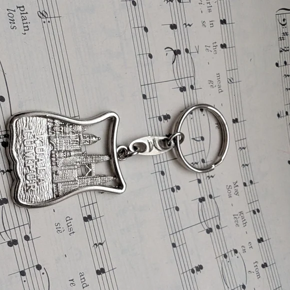 Silver Keychain with Cityscape Design - Picture 3 of 7